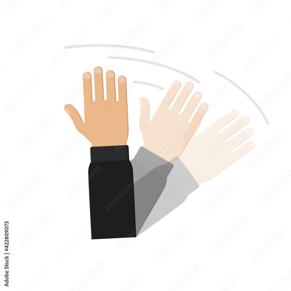 Obraz premium Hand wave waving hi or hello vector icon
