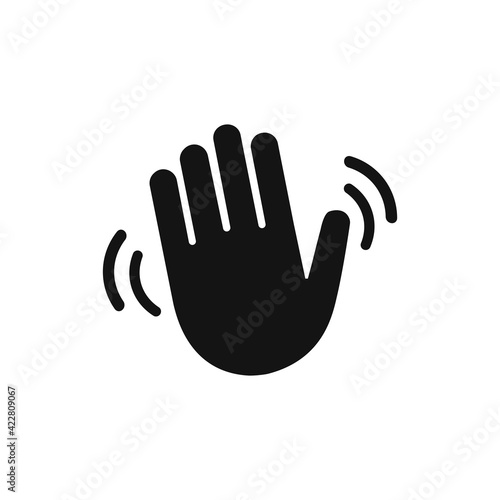 Hand wave waving hi or hello vector icon