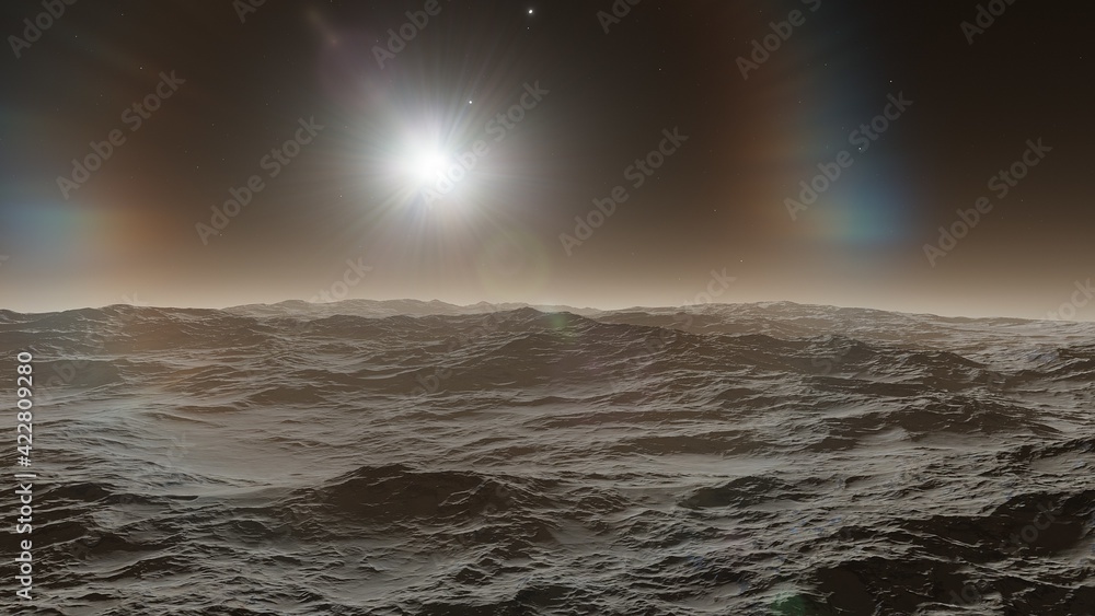 Obraz premium view from a beautiful planet, beautiful space background 3d render