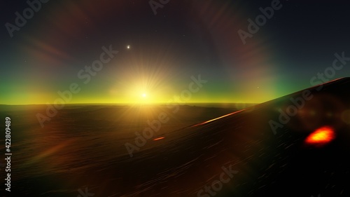 view from a beautiful planet  beautiful space background 3d render