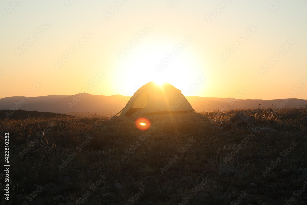 tent at dawn