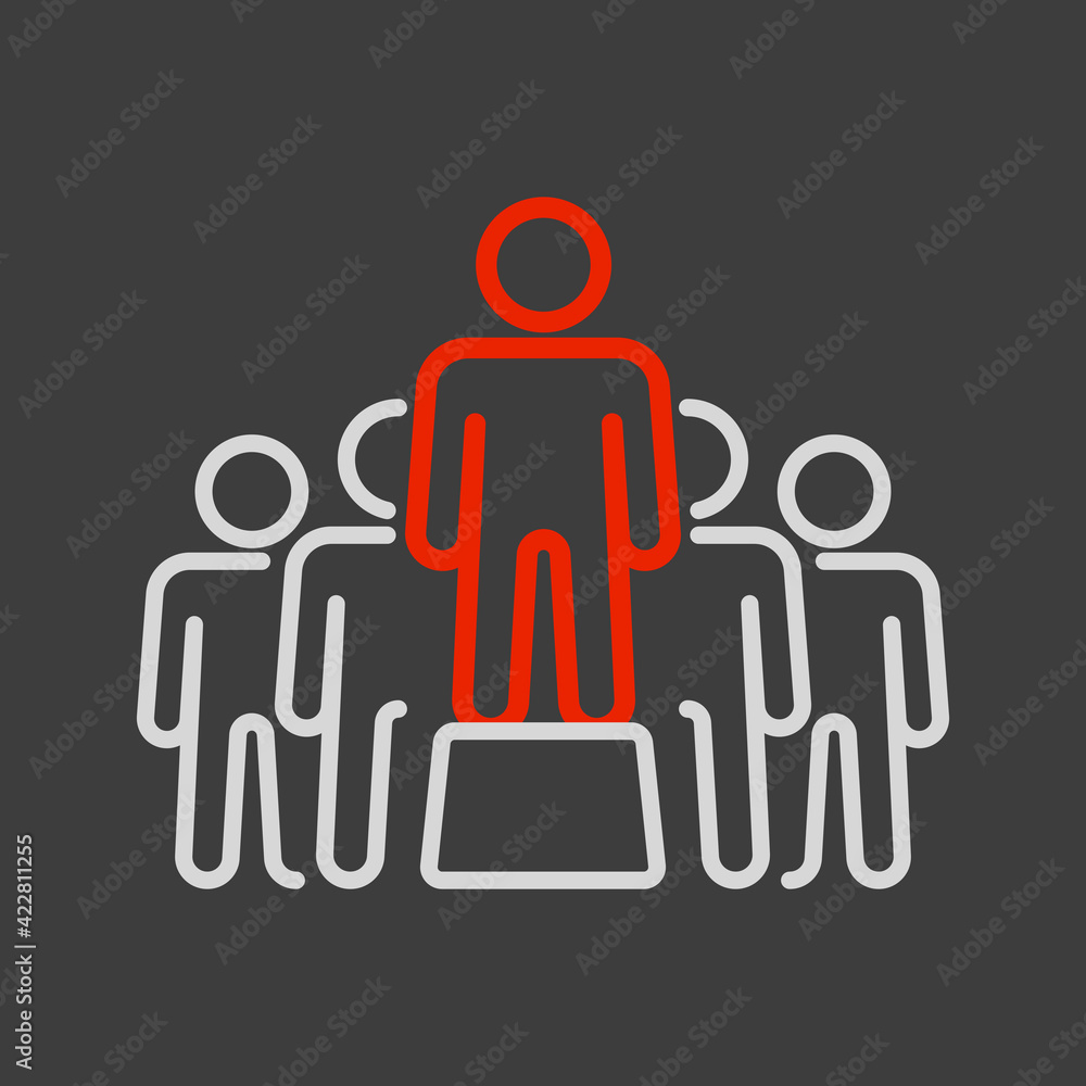 Person speaking in front of crowds vector icon Person speaking in front of crowds vector icon