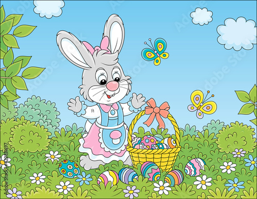 Happy Easter bunny with a d...