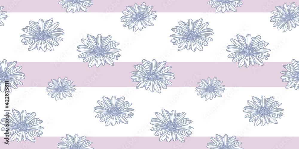 Daisy flower vector pattern background. Stripe pattern. Daisy flower vector pattern background. Stripe pattern.
