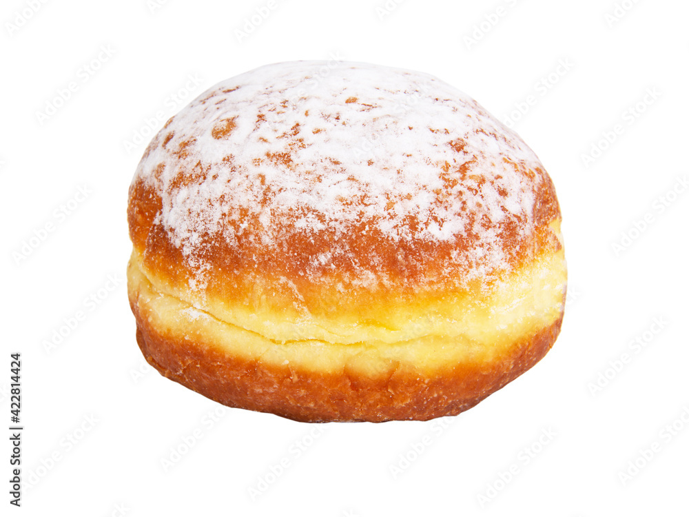 Bright tasty berliner donut ball isolated on the white background Bright tasty berliner donut ball isolated on the white background
