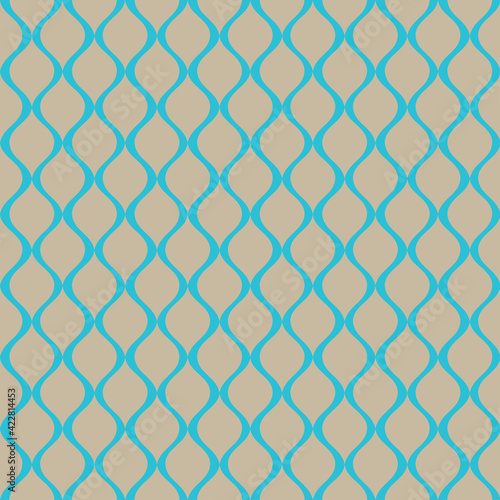 Turquoise wavy pattern. Seamless vector background.