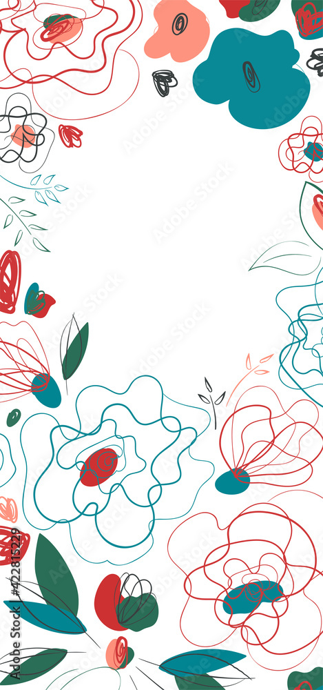 Poppy floral countryside trendy line-art seasonal banner Poppy floral countryside trendy line-art seasonal banner