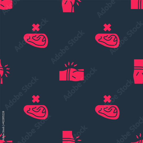 Set Deaf and Abdominal bloating on seamless pattern. Vector