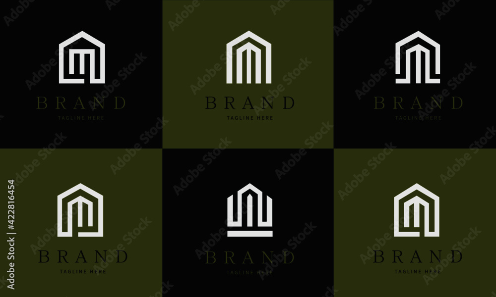 Finance Business Luxury Real Estate Agent M Letter Symbol Concept Business Card Logo Set