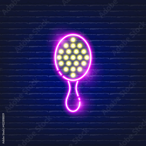 Baby comb neon icon. Glowing Vector illustration of child signs for design. Children hygiene concept.