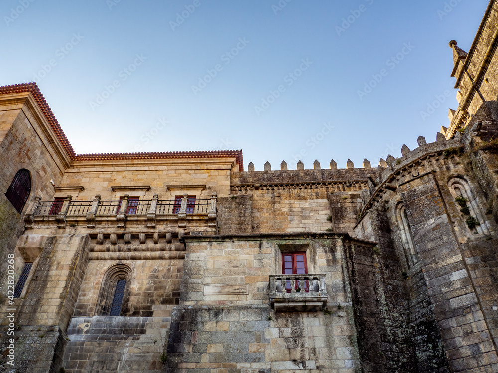 Detailed view at the back facade of the Cathedral of Viseu, Portugal