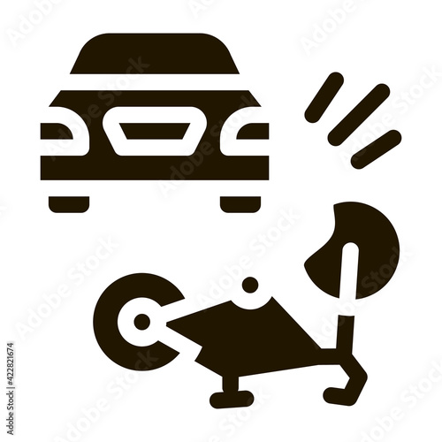 bike and car accident icon Vector Glyph Illustration