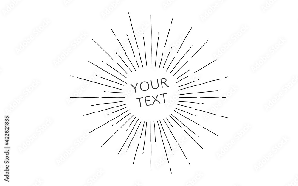 Obraz premium ゆるい線画、手書き風の集中線、サンバースト