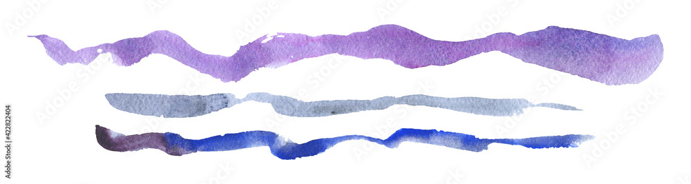 Hand drawn watercolor stripes set isolated on white background Hand drawn watercolor stripes set isolated on white background