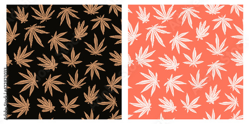 Cannabis leaf seamless pattern premium luxury set