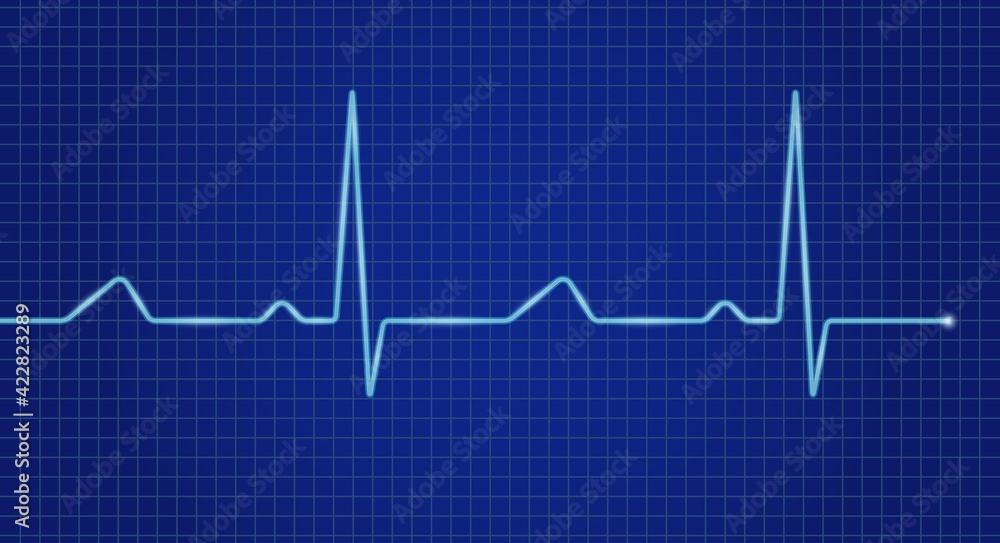 Cardiogram cardiograph oscilloscope blue screen. Heartbeat line. Vector illustration Cardiogram cardiograph oscilloscope blue screen. Heartbeat line. Vector illustration