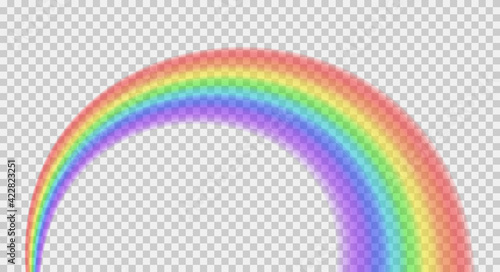 Realistic rainbow isolated on transparent background. Seven colors rainbow. Vector illustration