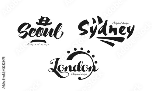 City and Capitals Name Original Design Vector Set