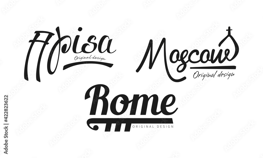 City and Capitals Name Original Design Vector Set City and Capitals Name Original Design Vector Set