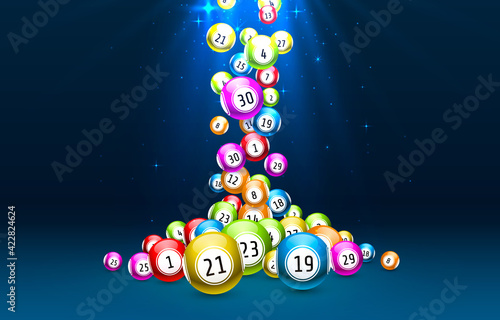 lottery game, balls with numbers, on a colored background. Vectors