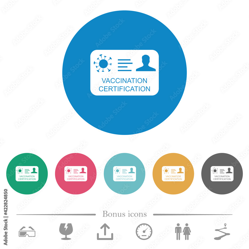 Vaccination certification flat round icons Vaccination certification flat round icons