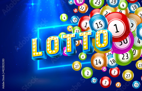 lottery game, balls with numbers, on a colored background. Vectors