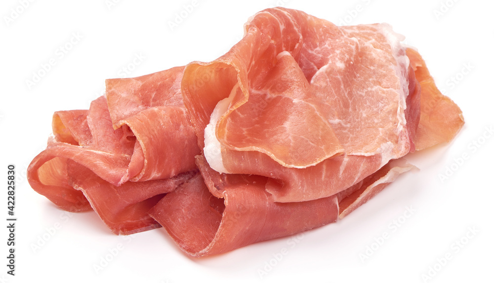 Jamon, jerked meat, isolated on white background Jamon, jerked meat, isolated on white background