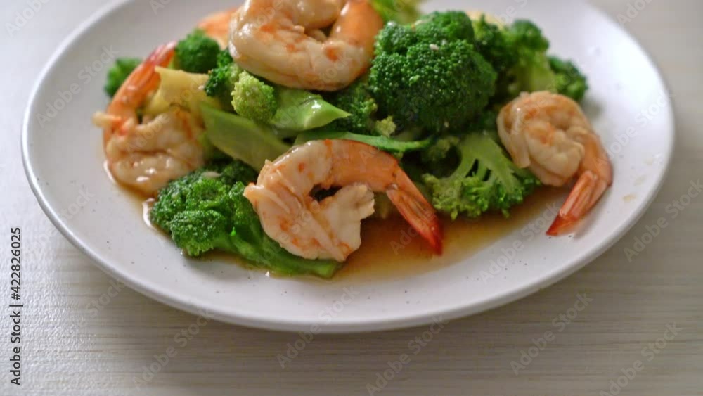 stir-fried broccoli with shrimps - homemade food style stir-fried broccoli with shrimps - homemade food style