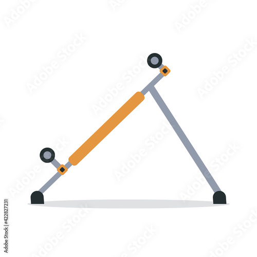 Modern exercise machine for the back and abs, isolated on white background. Hyperextension simulator for home and gym. Sports at home. Illustration of an active lifestyle. Vector