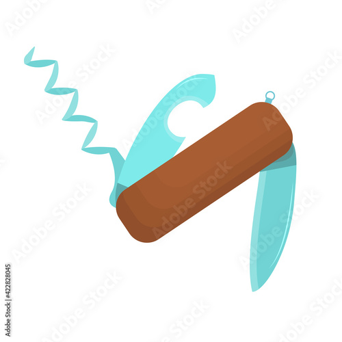 vector illustration of a folding camping penknife isolated on a white background