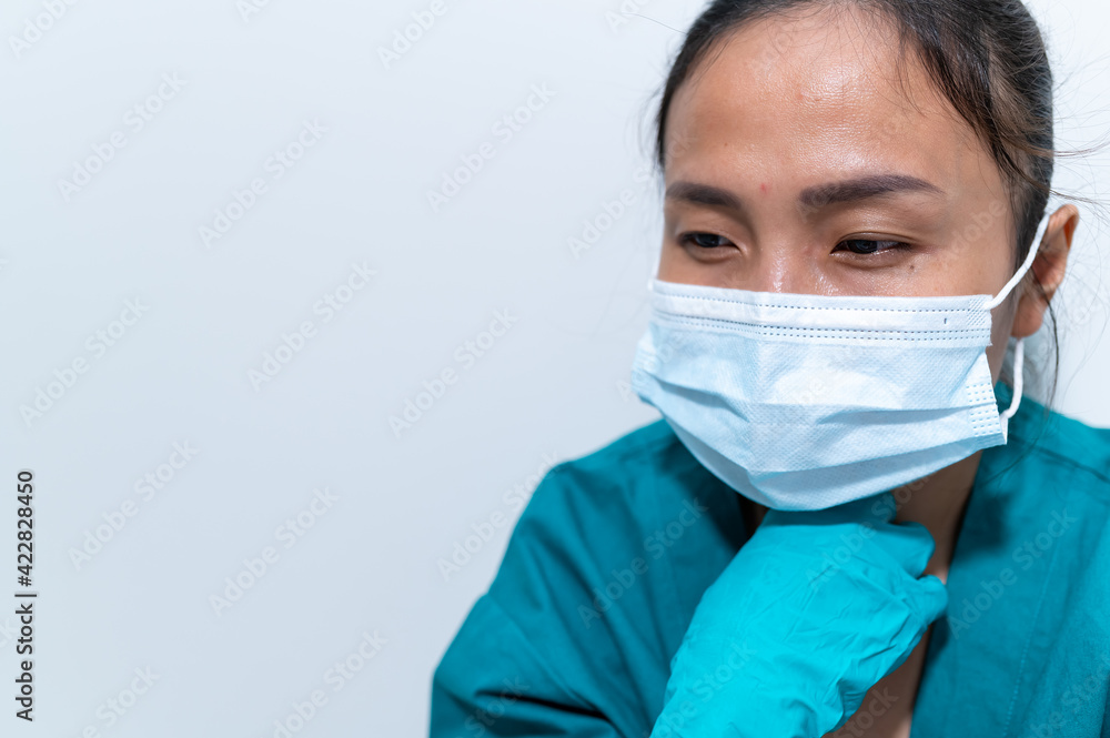 Close up asian doctor woman wear mask Close up asian doctor woman wear mask