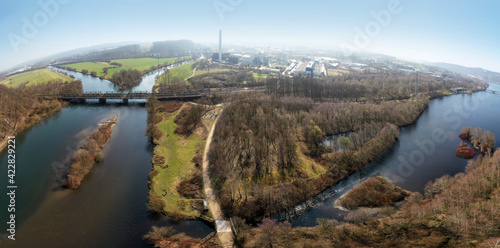 Foto Hengsteysee - Zusammenfluss Lenne und Ruhr - Dortmund