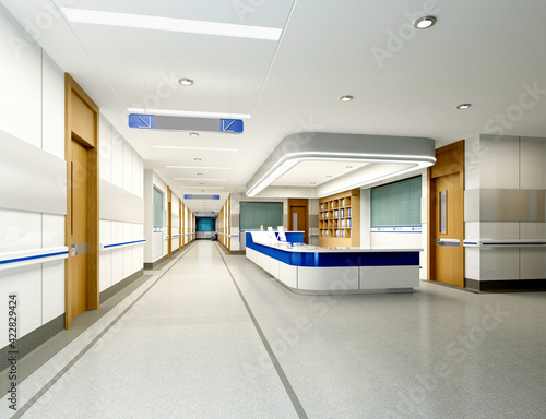 3d render of clinic hospital interior