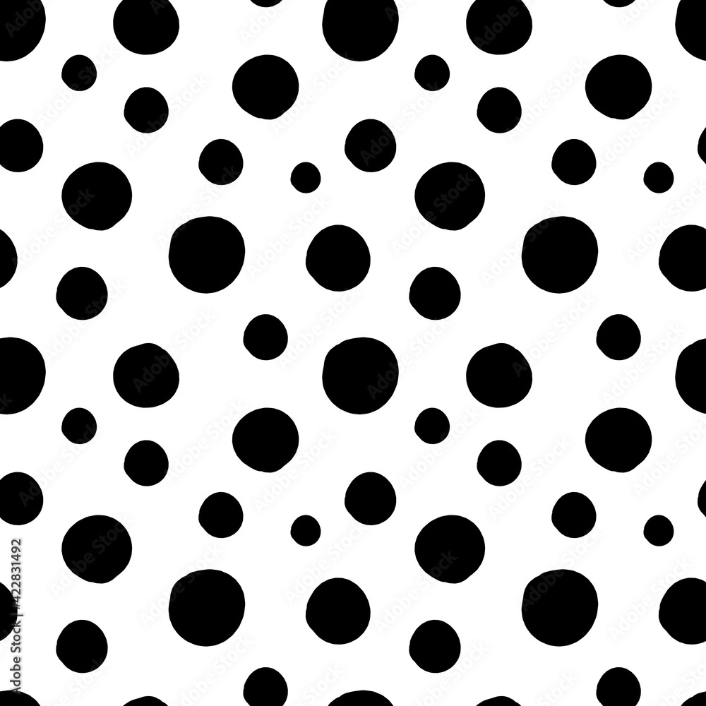 Vector seamless pattern of black hand-drawn circles polka dot isolated on a white background Vector seamless pattern of black hand-drawn circles polka dot isolated on a white background