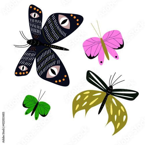set of butterflies