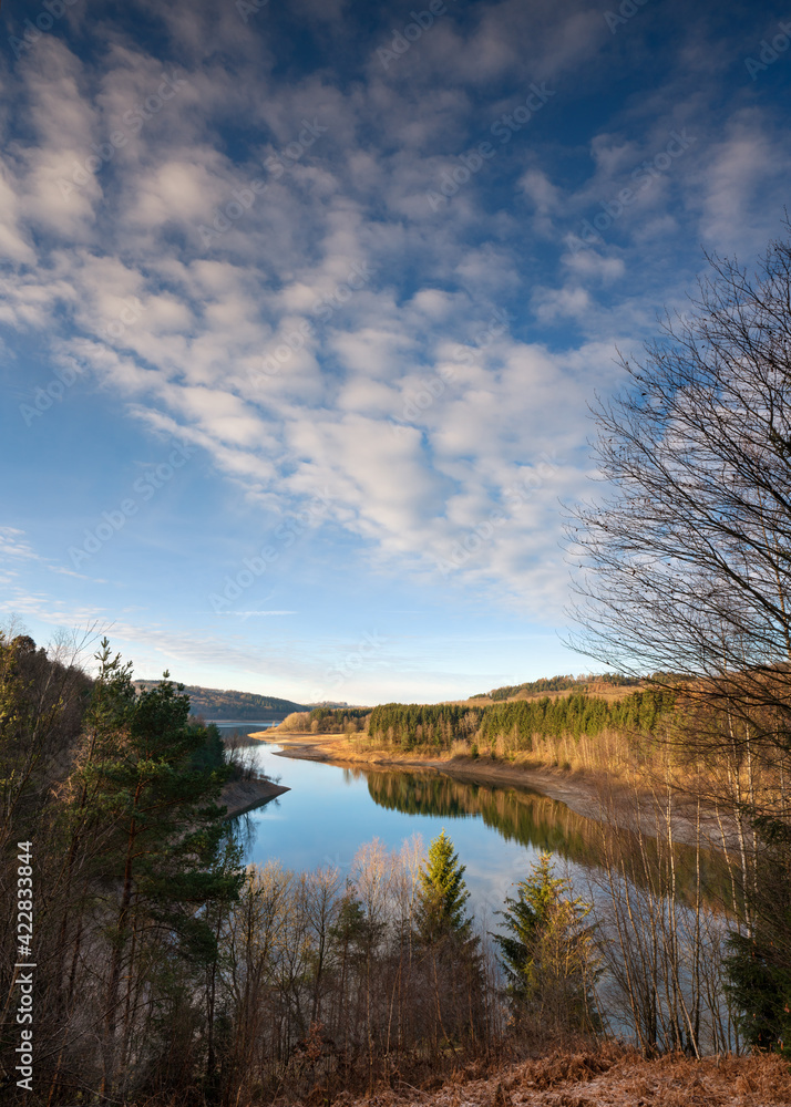 Obraz premium Dhunn water reservoir, Bergisches Land, Germany
