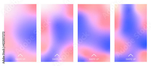  Backgrounds with swipe up symbol for social media story. Vector abstract colorful gradient template for smartphone screen, stories, landing page, website, mobile app, phone cover design. Swipe up ico