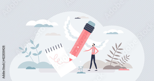 Writing life goals and make resolution list for future tiny person concept