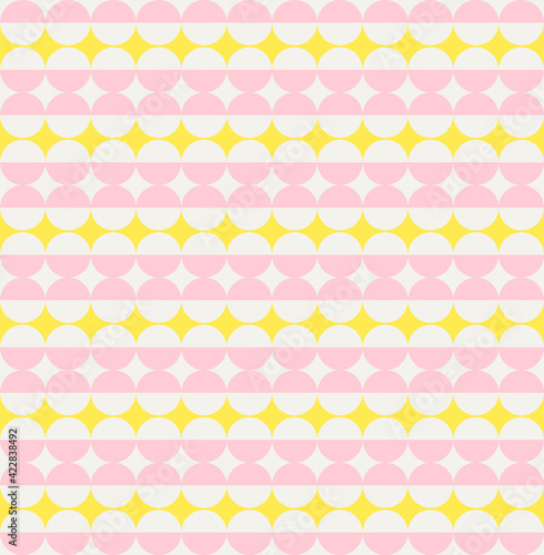 Seamless abstract geometric pattern. Simple design stars. pastel palette pink and yellow. Modern endless print for textile, fabrics, wrapping, wallpapers, baby room. Retro vintage style. Vector
