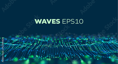 Futuristic technology background. Cyberpunk background. Music wave graph.