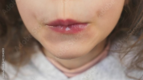 macro close up lips mouth sucking spaghetti string girl
