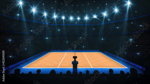 Wallpaper Mural Sport arena interior and professional volleyball court and crowd of fans around. A fan's view of the field from the grandstand. Digital 3D illustration. Torontodigital.ca