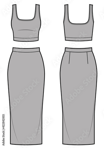 Women's clothing set of top and pencil skirt.