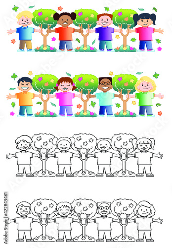 Kids holding hands - love the earth