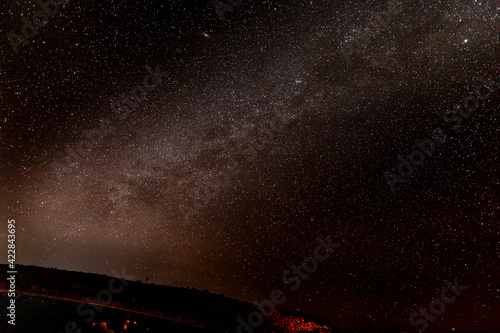 The stars and the milky way light up the Maui sky and the summit of Haleakala 