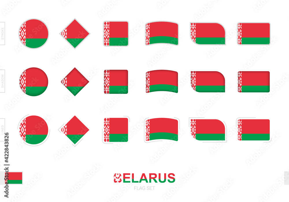Belarus flag set, simple flags of Belarus with three different effects. Belarus flag set, simple flags of Belarus with three different effects.