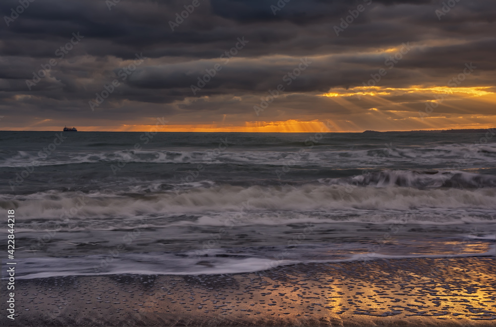 Sunrise over the sea and beautiful cloudscape. 