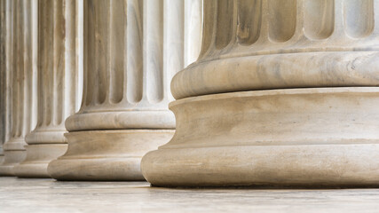 Architectural detail of marble ionic order columns