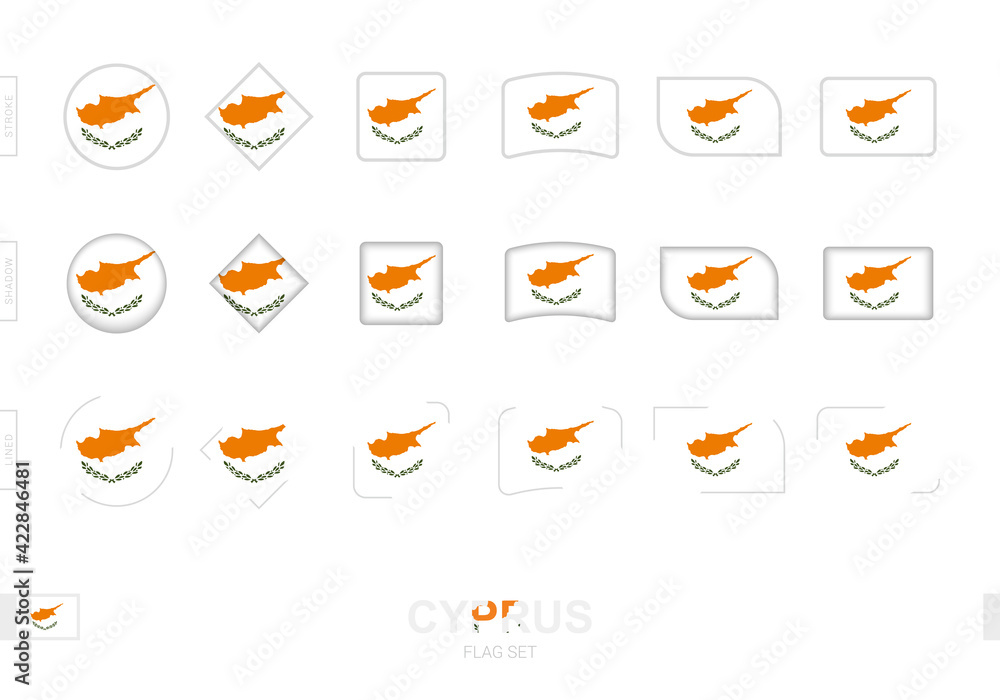 Cyprus flag set, simple flags of Cyprus with three different effects.