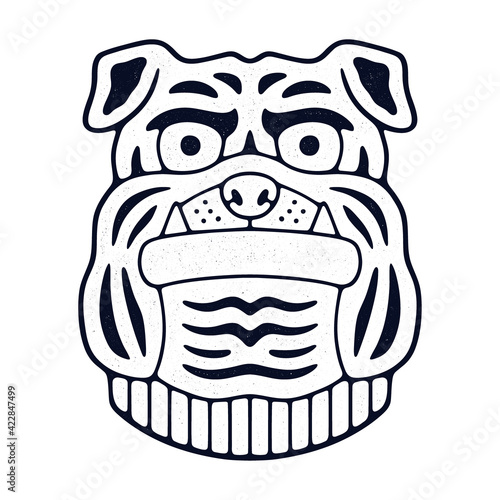 Angry bulldog head. Retro sport logo.